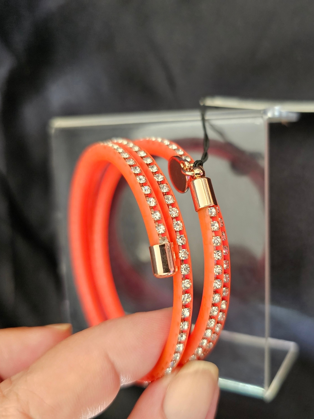 Marc Jacobs Orange Coral  Crystal-Accented Wrap Bracelet NWT